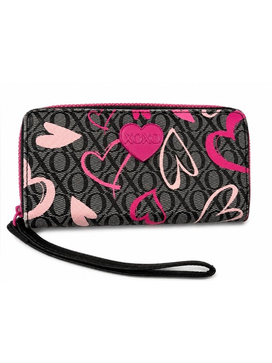 XOXO Handbags - 💥3/$15💥 XOXO Black Wristlet Wallet with Pink Heart Accents